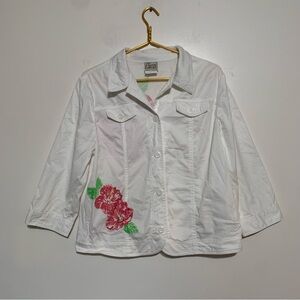 Company Collection White button down shirt/jacket Size Medium Floral Print